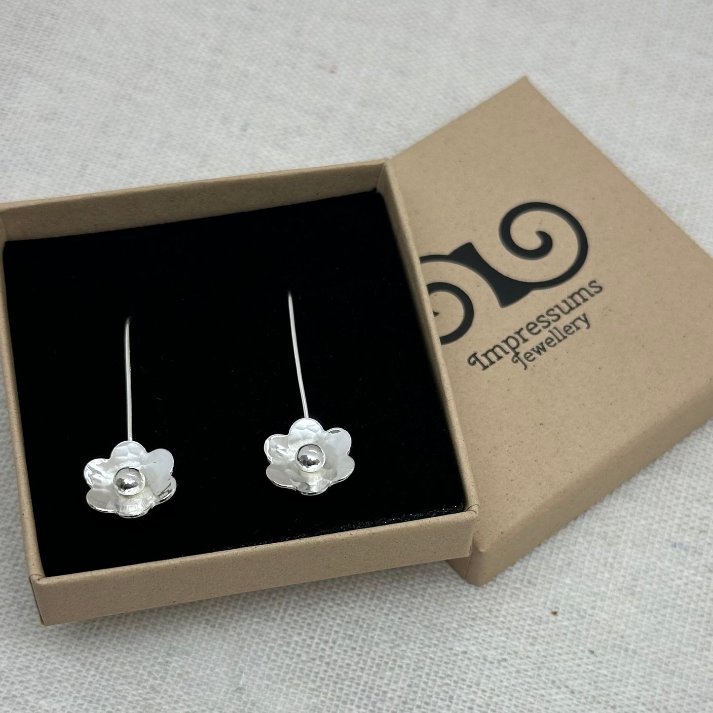 Sterling Silver Flower Threader Earrings – Handmade Floral Drop Earrings