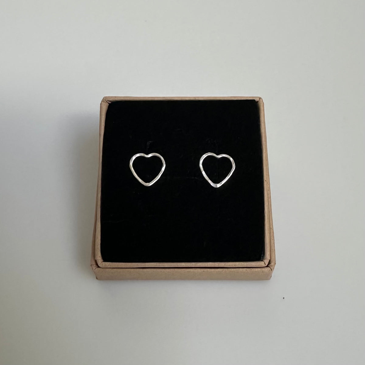 Silver Heart Stud Earrings | Hammered Texture | Recycled Sterling Silver