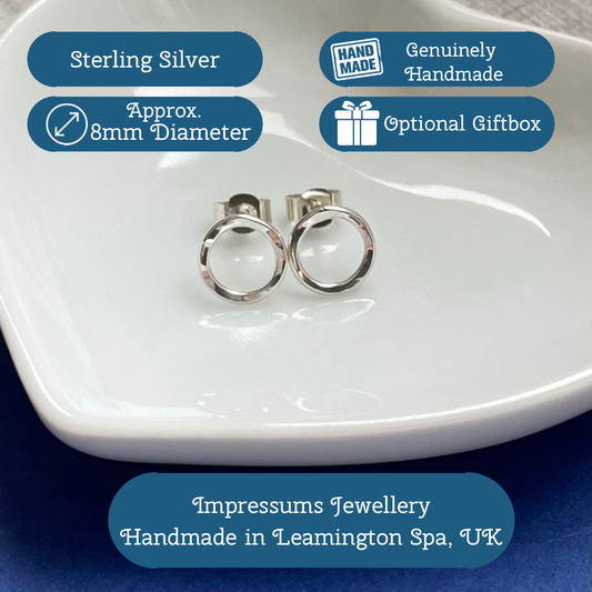 Hammered Silver Circle Stud Earrings