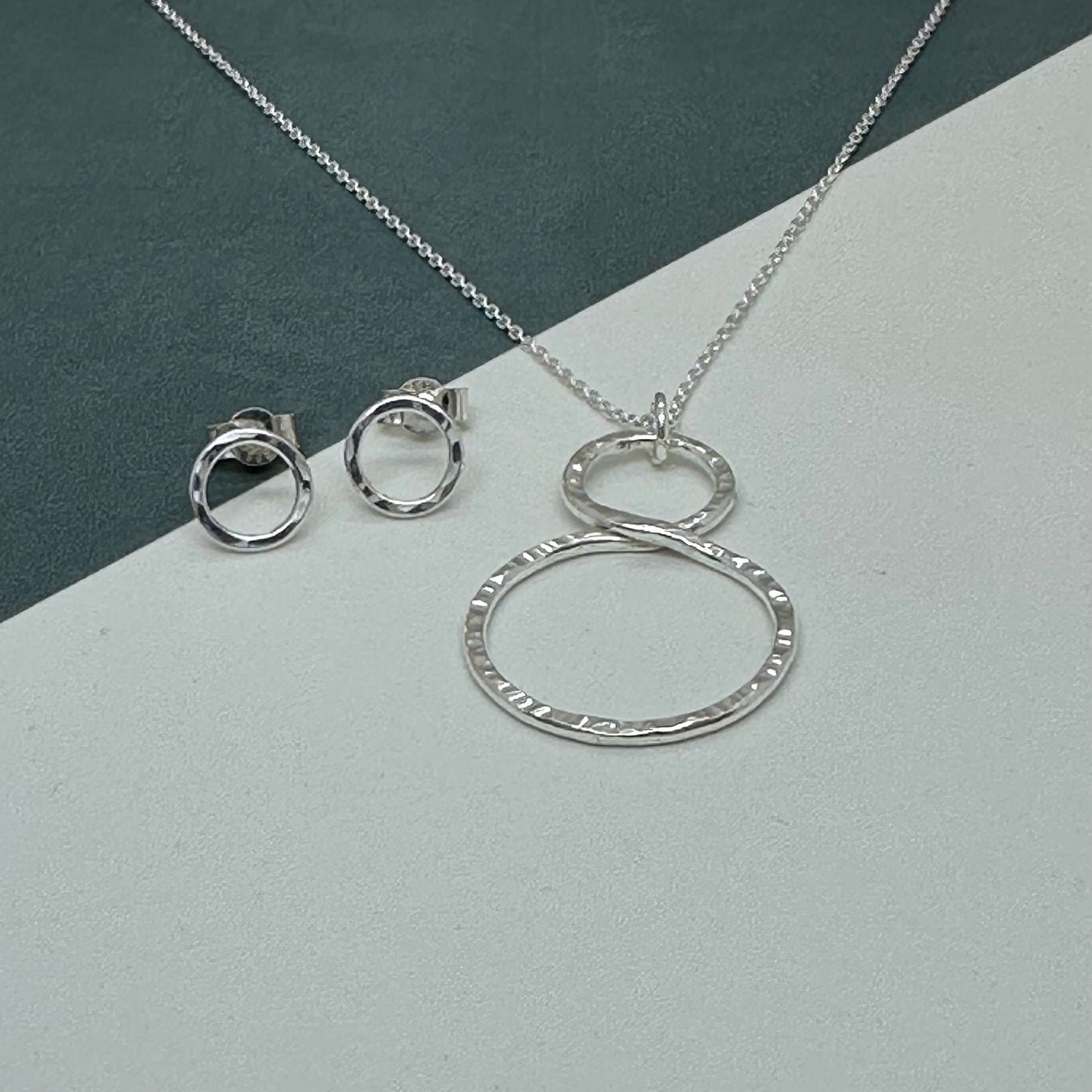 Sterling Silver Infinity Pendant and Hammered Stud Gift Set