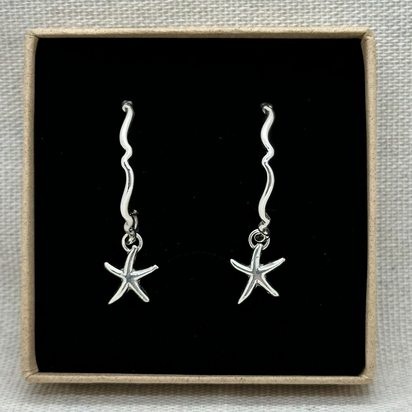 Silver Wave Charm Hoop Earrings, Sterling Silver