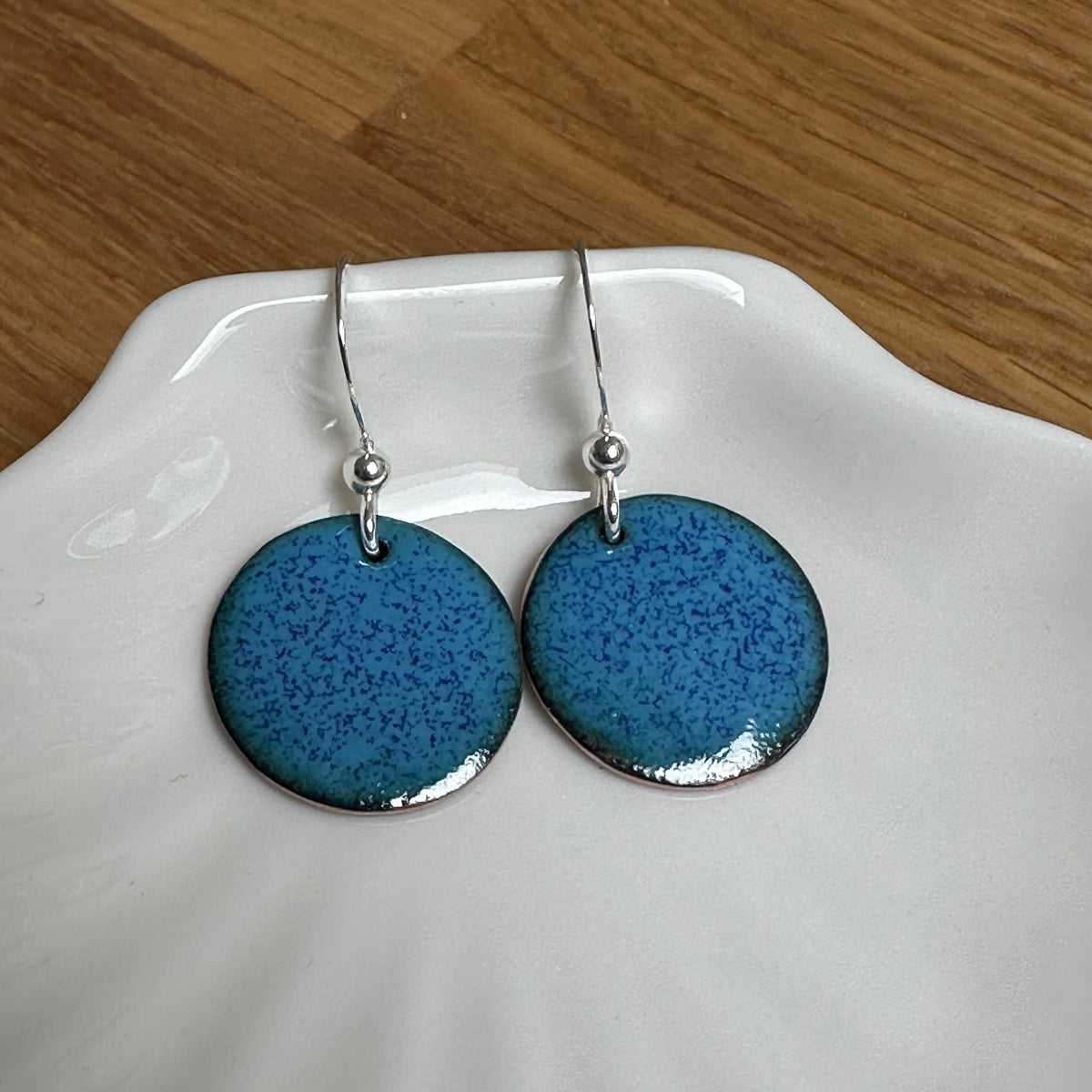 Enamelled “Blue Speckle” Earrings