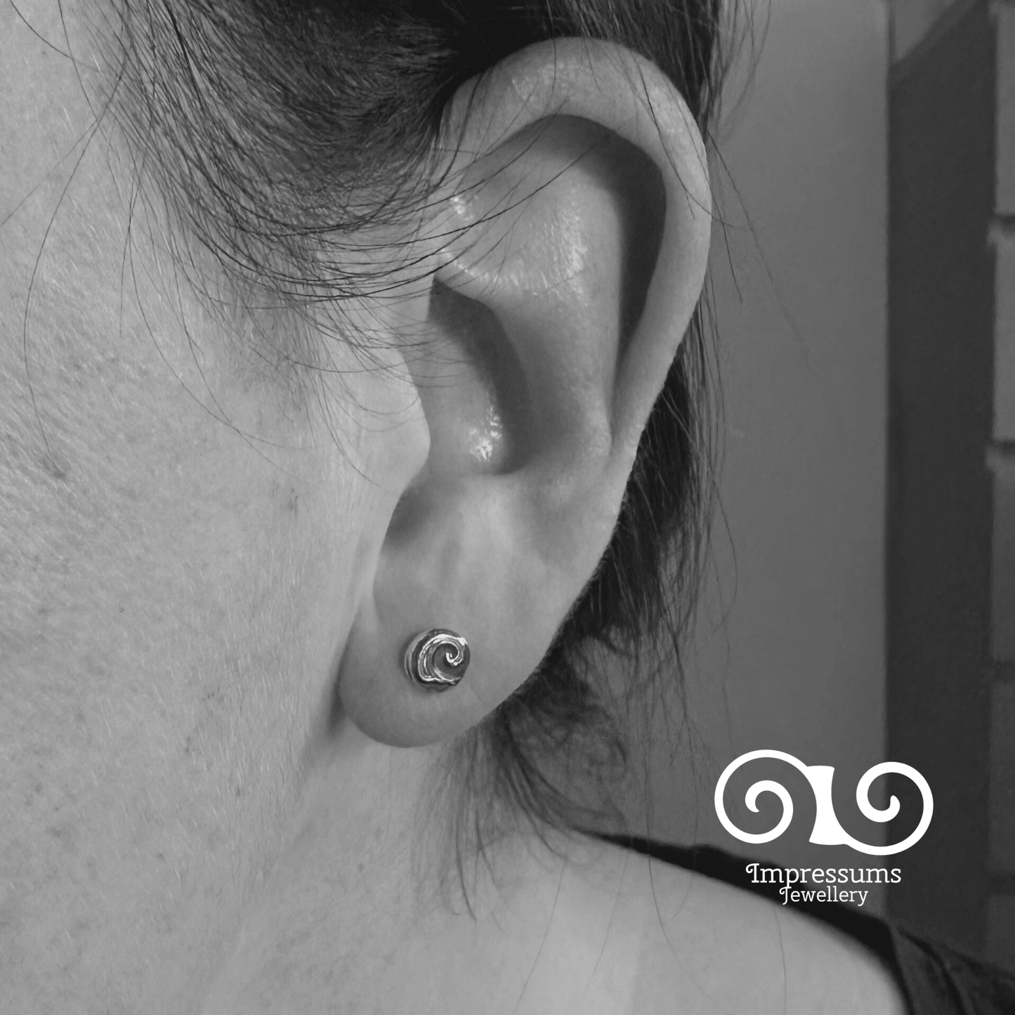 Sterling Silver Wave Pebble Stud Earrings | Handmade Recycled Silver | Coastal Jewellery
