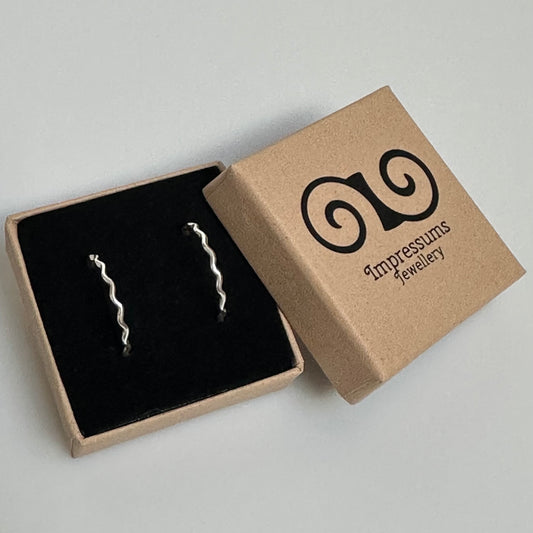 Wavy Sterling Silver Hoop Earrings | Handmade Recycled Silver Open Hoops