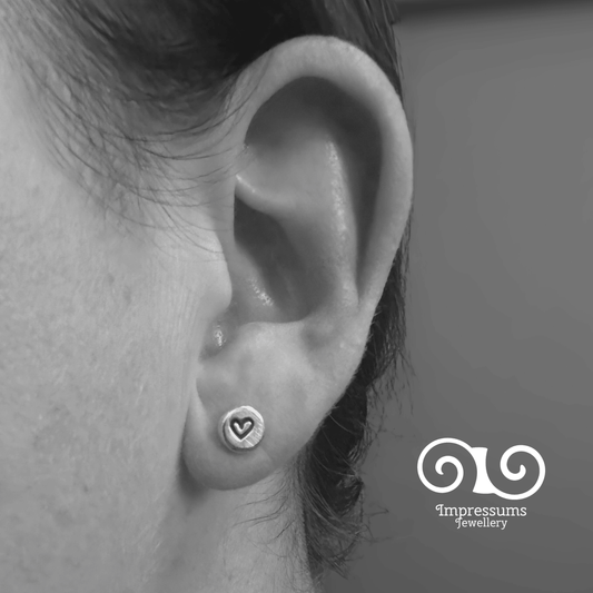 Handcrafted Recycled Sterling Silver Sweetheart Studs