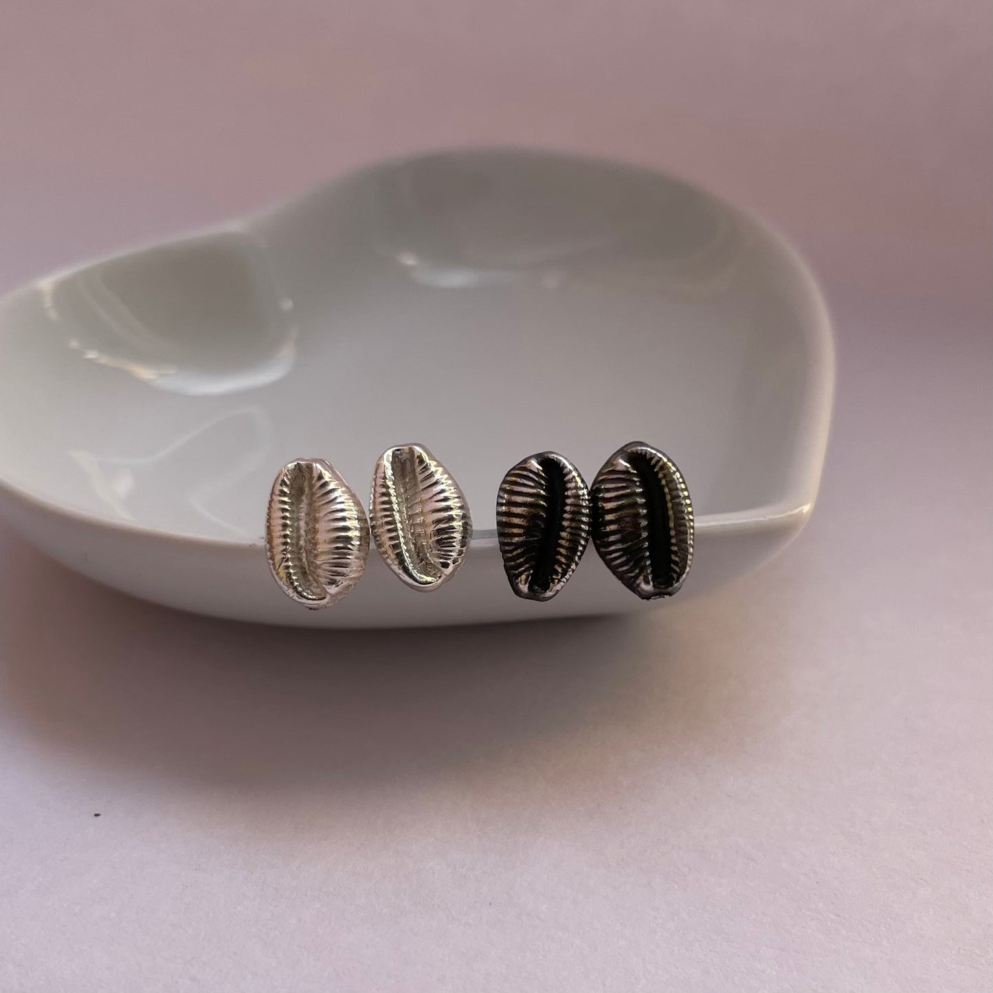 Fine Silver Cowrie Shell Studs