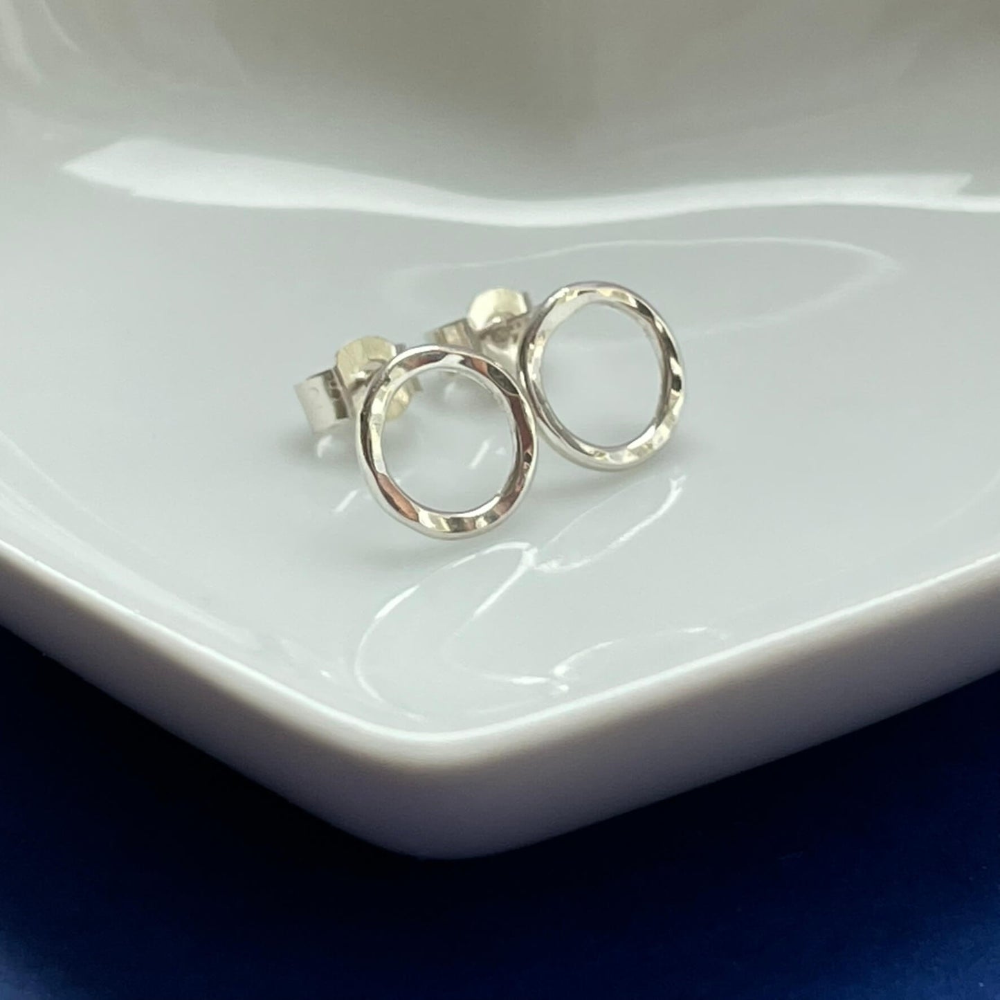 Hammered Silver Circle Stud Earrings