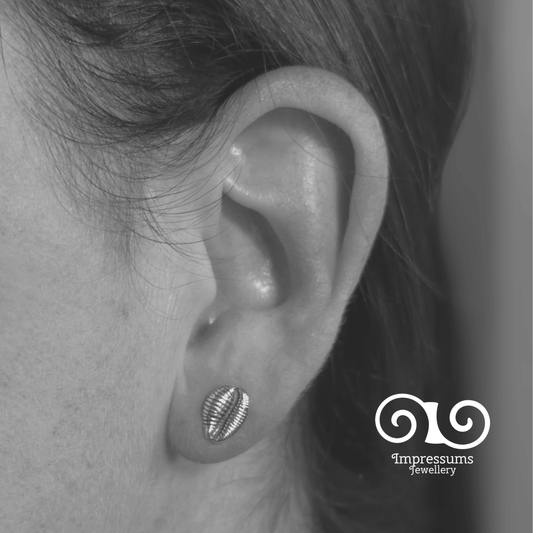 Fine Silver Cowrie Shell Studs