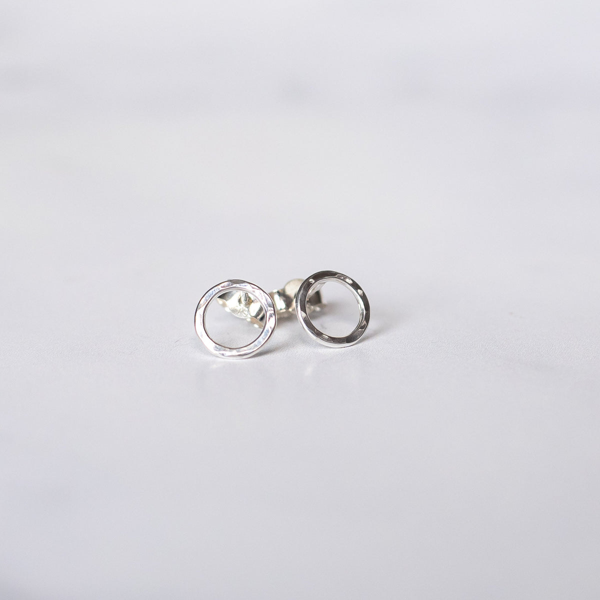 Hammered Silver Circle Stud Earrings