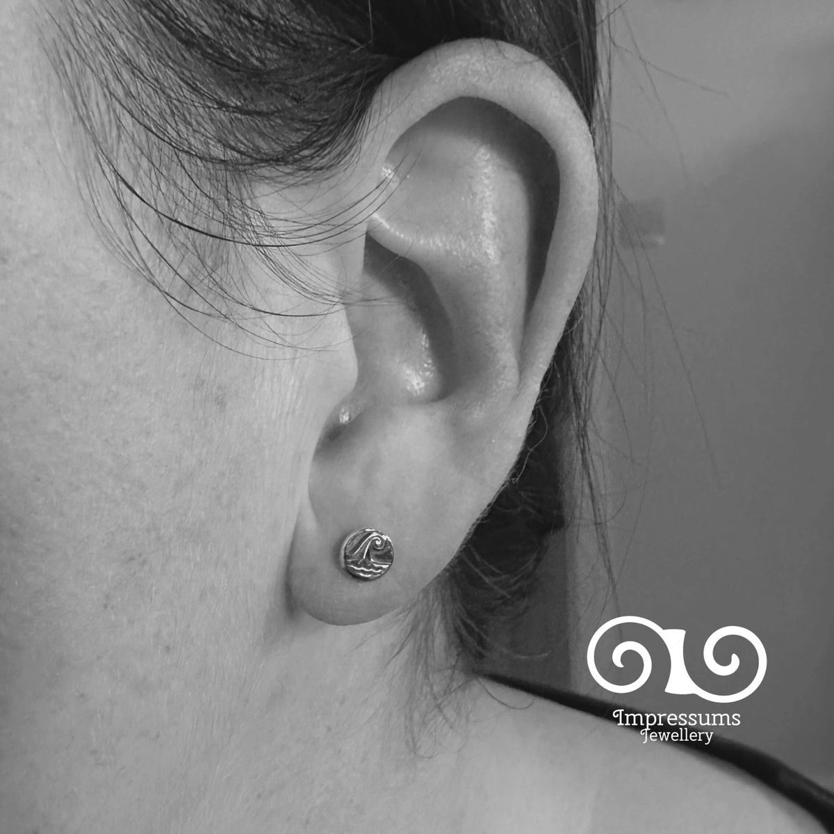 Sterling Silver Maui Wave Pebble Stud Earrings | Handmade Recycled Silver | Coastal Jewellery