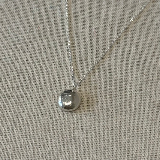 Sterling Silver Pebble Pendant | Organic Recycled Silver Necklace