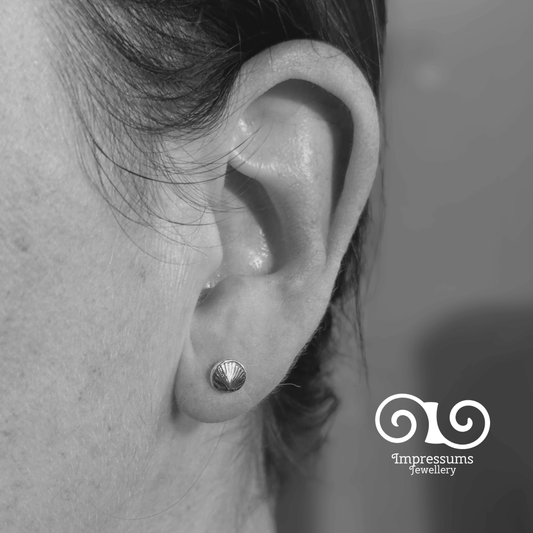 Sterling Silver Shell Pebble Stud Earrings | Handmade Coastal Jewellery | Recycled Silver