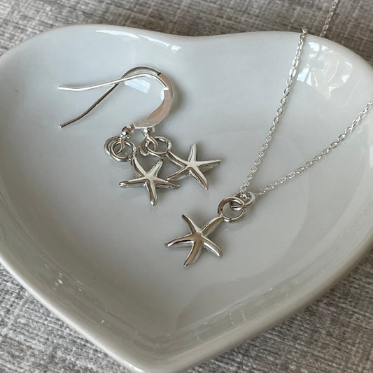 Silver Starfish Earring and Necklace Gift Set