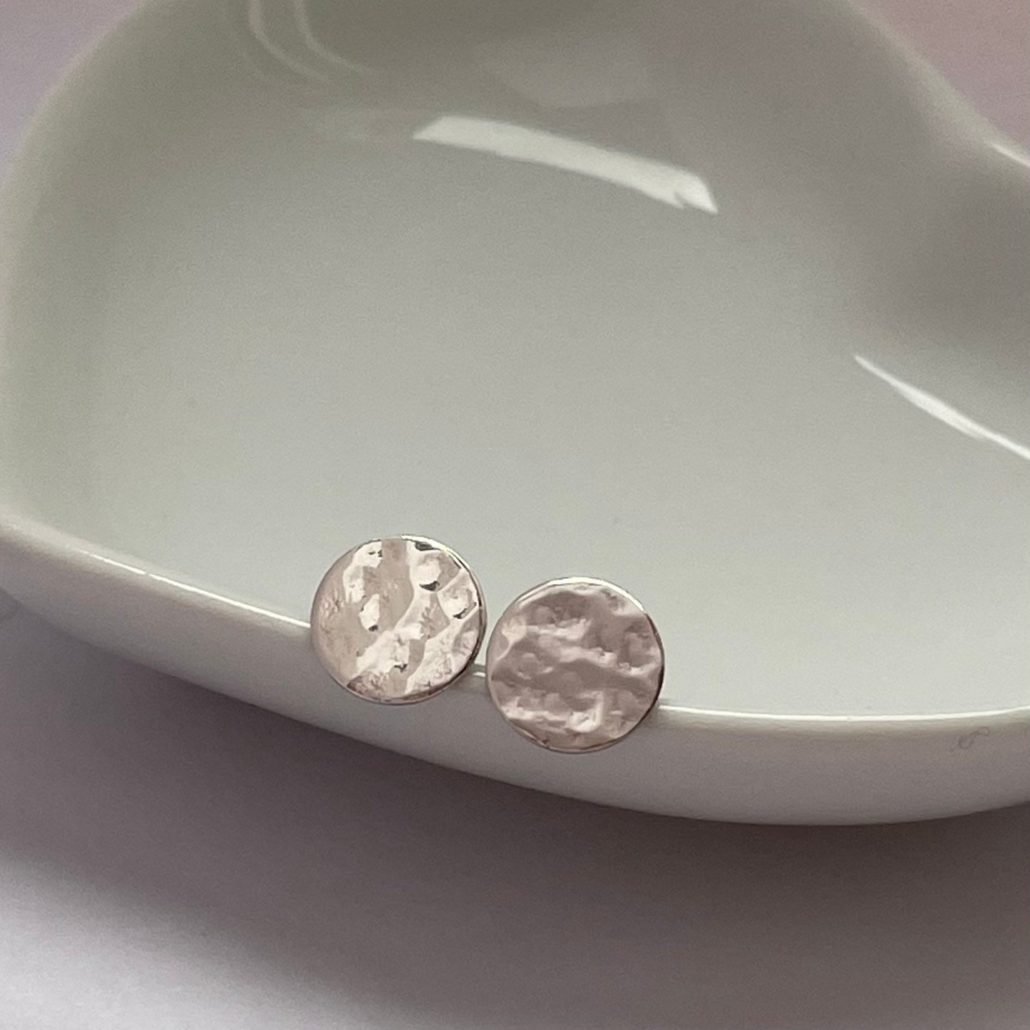 Hammered Silver Stud Earrings | Recycled Sterling Silver | Minimalist Handmade Jewellery