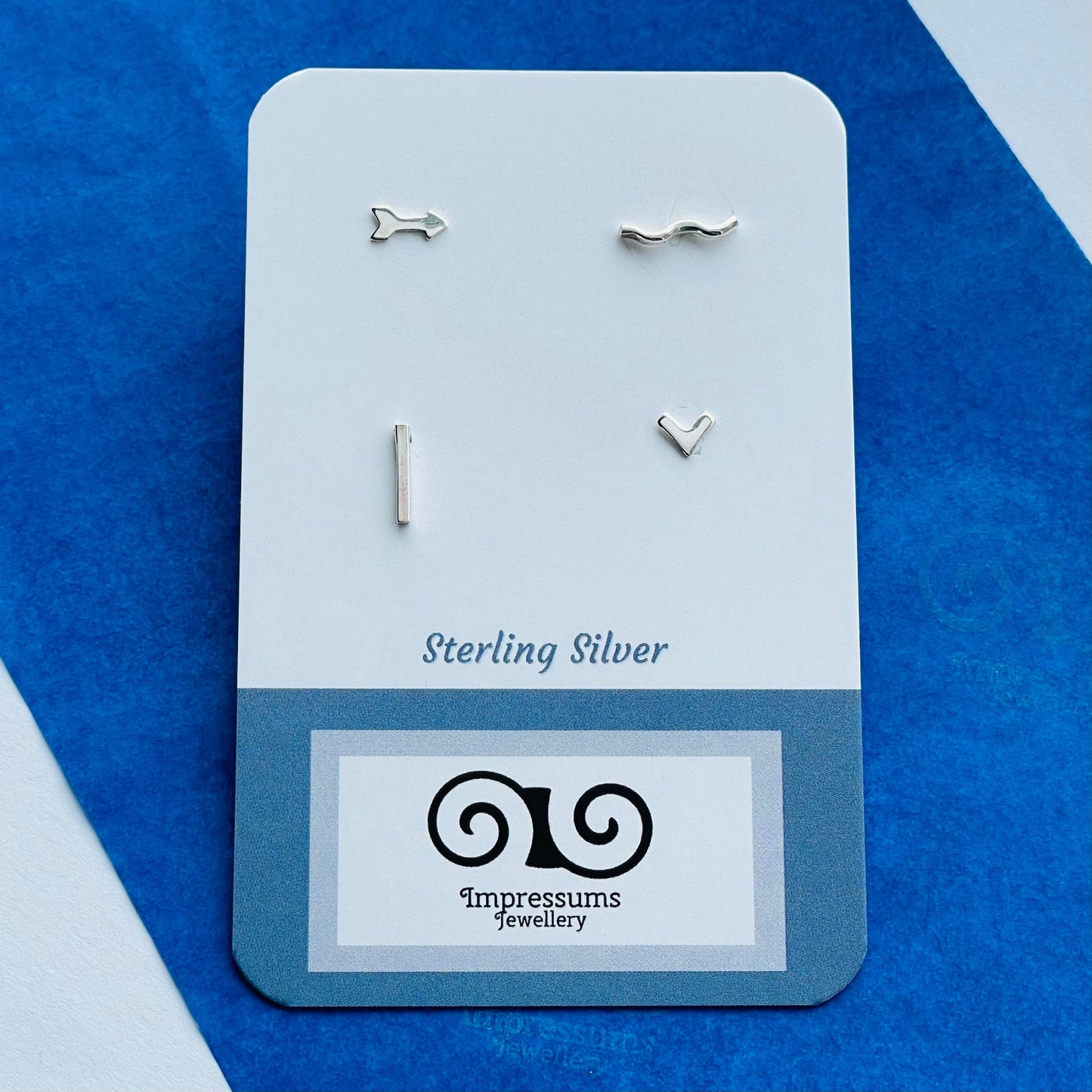 Mini Stud Collection - Arrow, V-Shape, Wavy Bar & Straight Bar