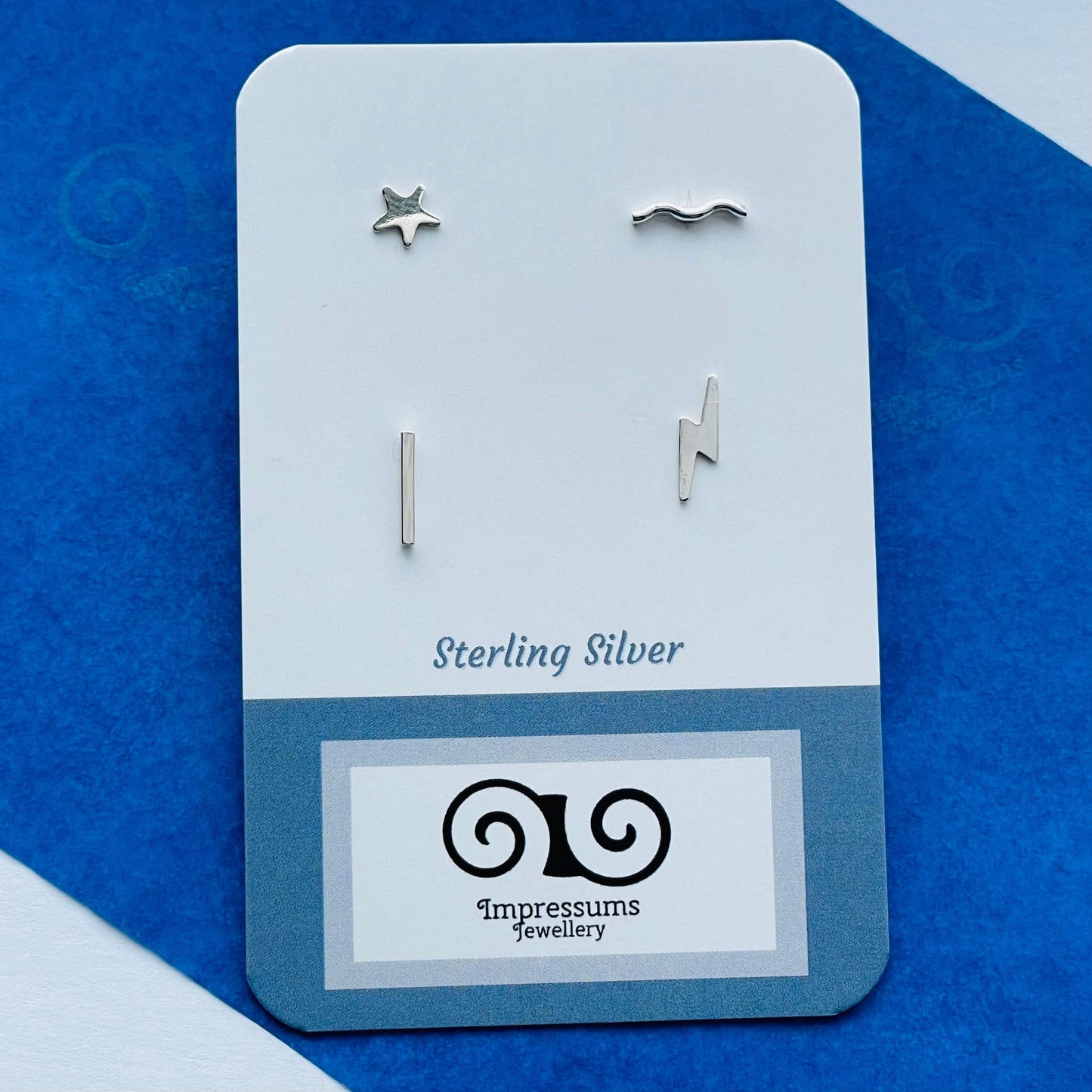 Mini Stud Collection - Star, Flash, Wavy Bar & Straight Bar