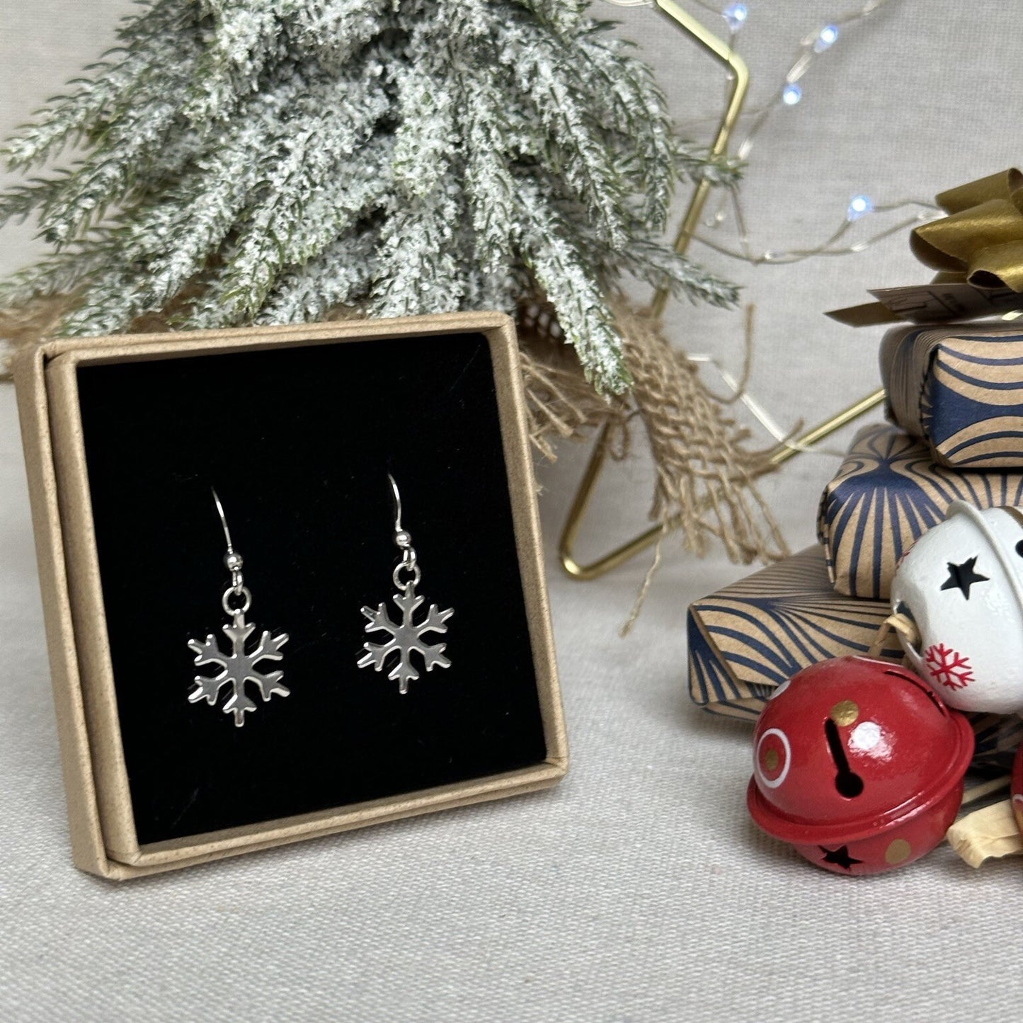Dangly Sterling Silver Snowflake Earrings