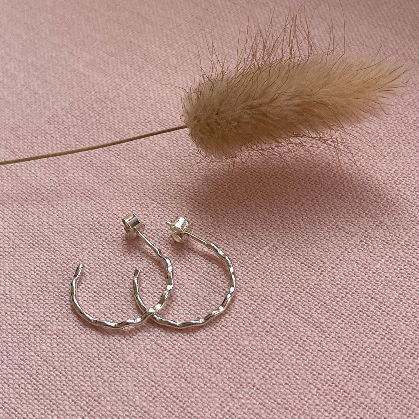 Wavy Sterling Silver Hoop Earrings | Handmade Recycled Silver Open Hoops