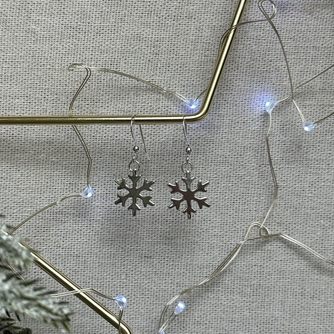 Dangly Sterling Silver Snowflake Earrings