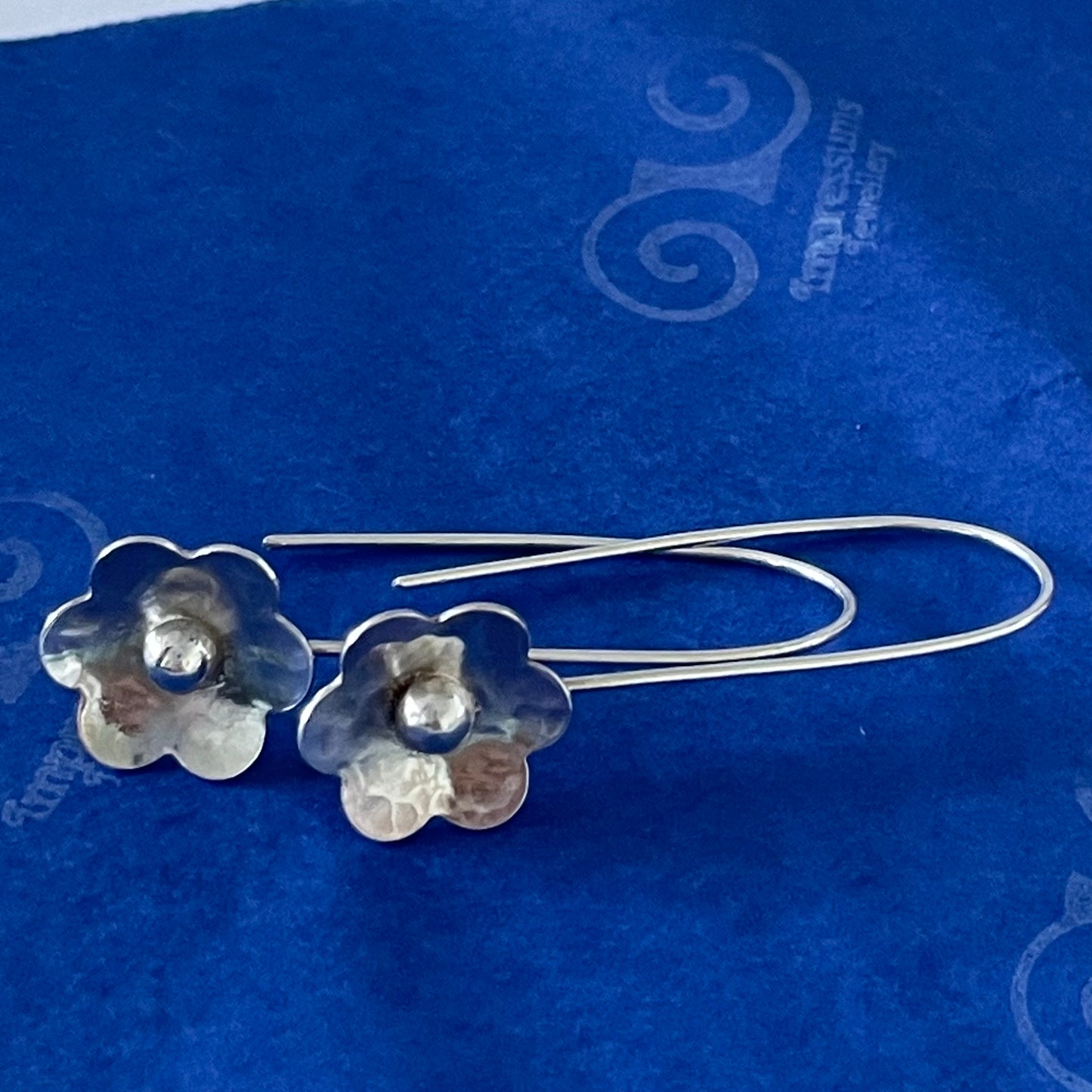 Sterling Silver Flower Threader Earrings – Handmade Floral Drop Earrings