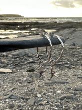 Load image into Gallery viewer, Silver Wave Charm Hoop Earrings, Sterling Silver
