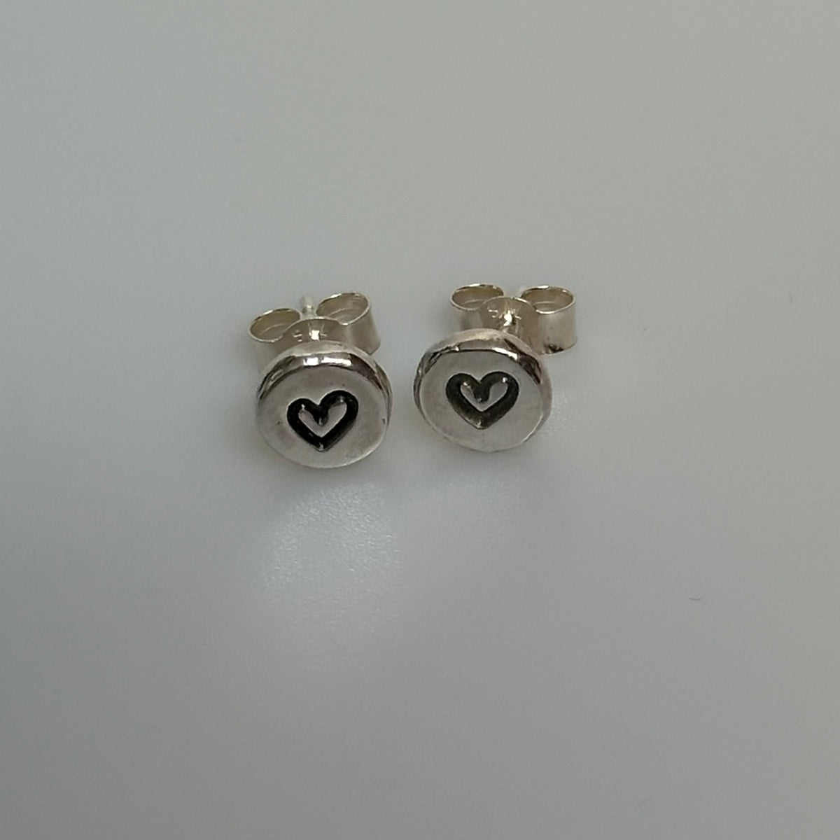 Handcrafted Recycled Sterling Silver Sweetheart Studs