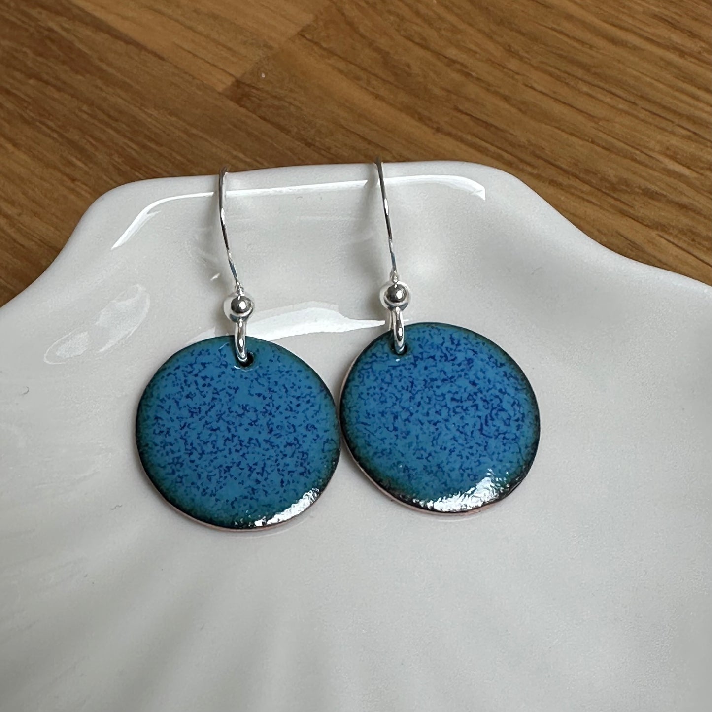 Enamelled “Blue Speckle” Earrings
