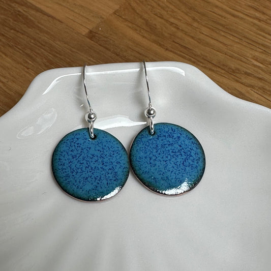Enamelled “Blue Speckle” Earrings