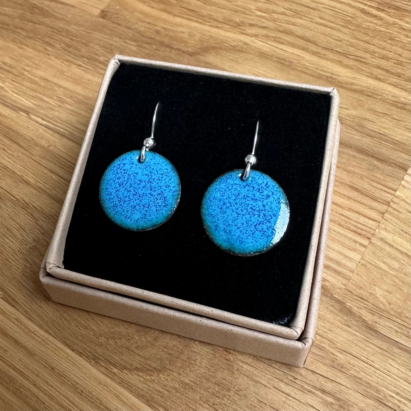 Enamelled “Blue Speckle” Earrings