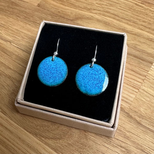 Enamelled “Blue Speckle” Earrings