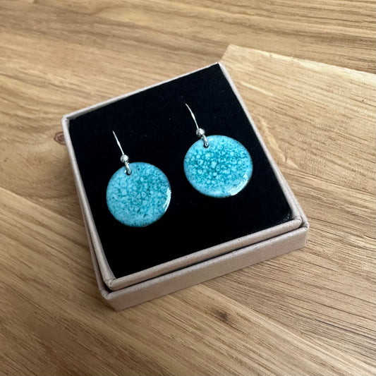 Enamelled “Green Speckle” Earrings