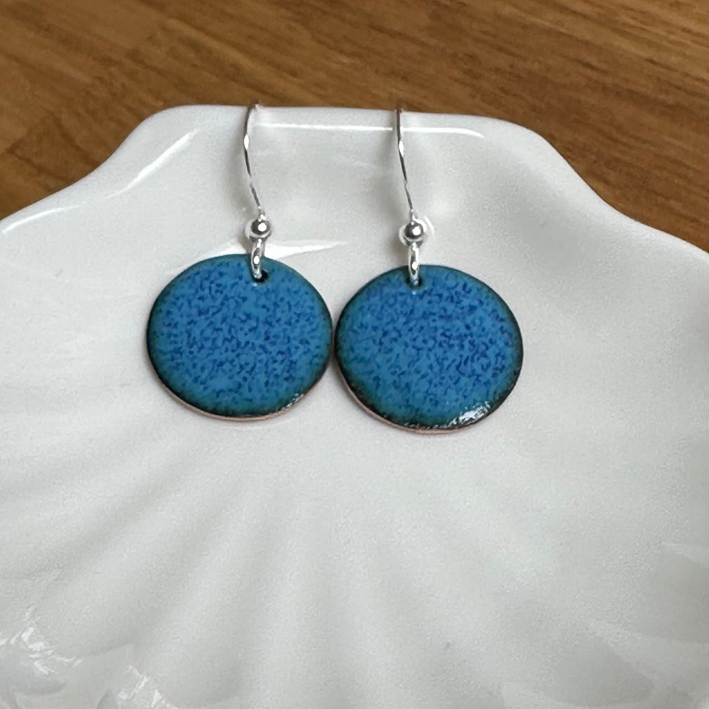 Enamelled “Blue Speckle” Earrings