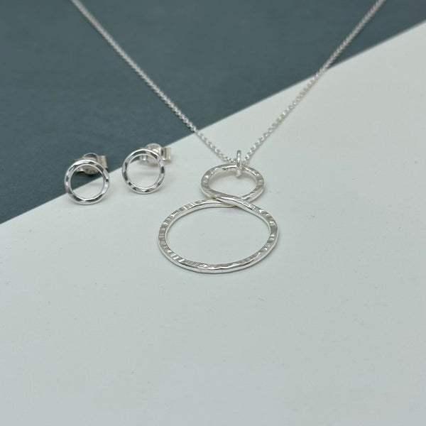 Sterling Silver Infinity Pendant and Hammered Stud Gift Set