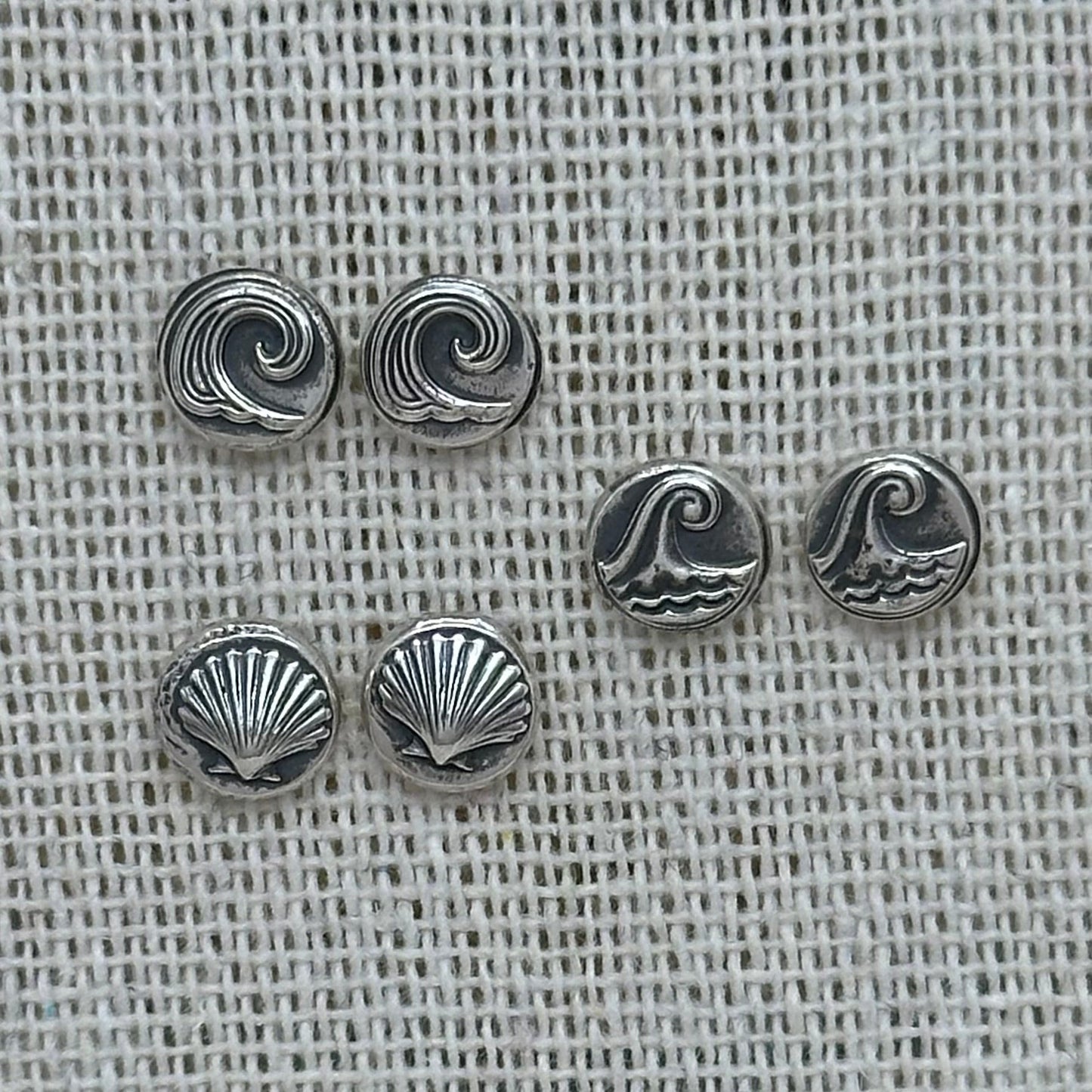 Sterling Silver Maui Wave Pebble Stud Earrings | Handmade Recycled Silver | Coastal Jewellery