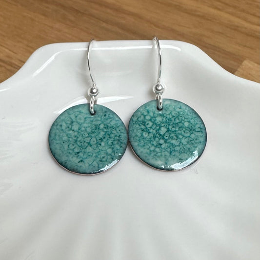 Enamelled “Green Speckle” Earrings