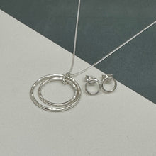 Load image into Gallery viewer, Sterling Silver Gift Set - Textured Circle Pendant and Hammered Circle Stud Earrings
