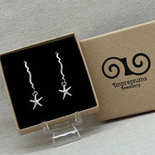 Load image into Gallery viewer, Silver Wave Charm Hoop Earrings, Sterling Silver
