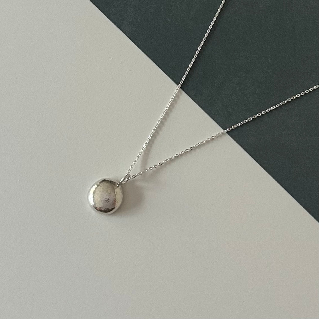 Recycled Sterling Silver “Pebble” Pendant Necklace