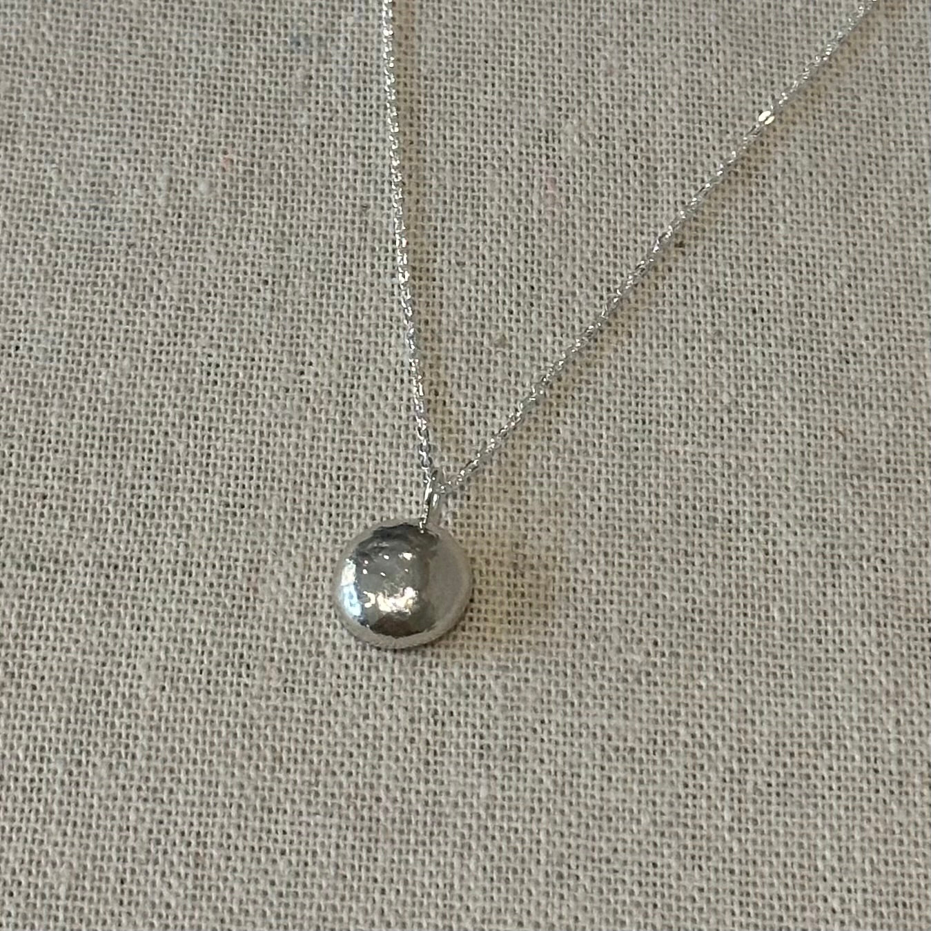 Sterling Silver Pebble Pendant | Organic Recycled Silver Necklace