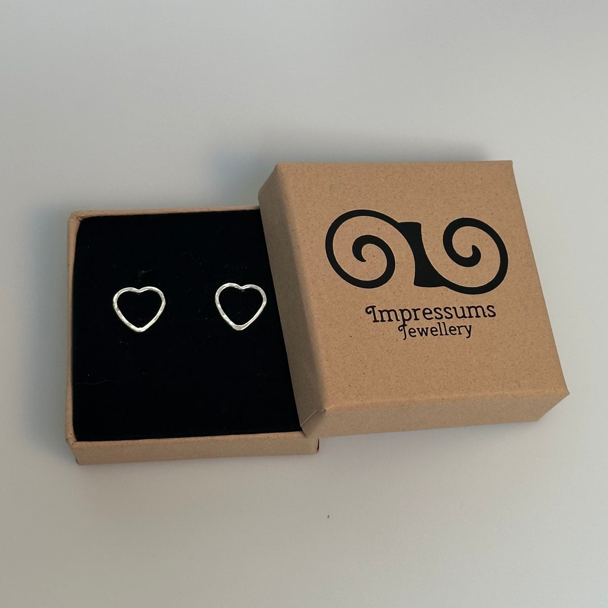 Silver Heart Stud Earrings | Hammered Texture | Recycled Sterling Silver
