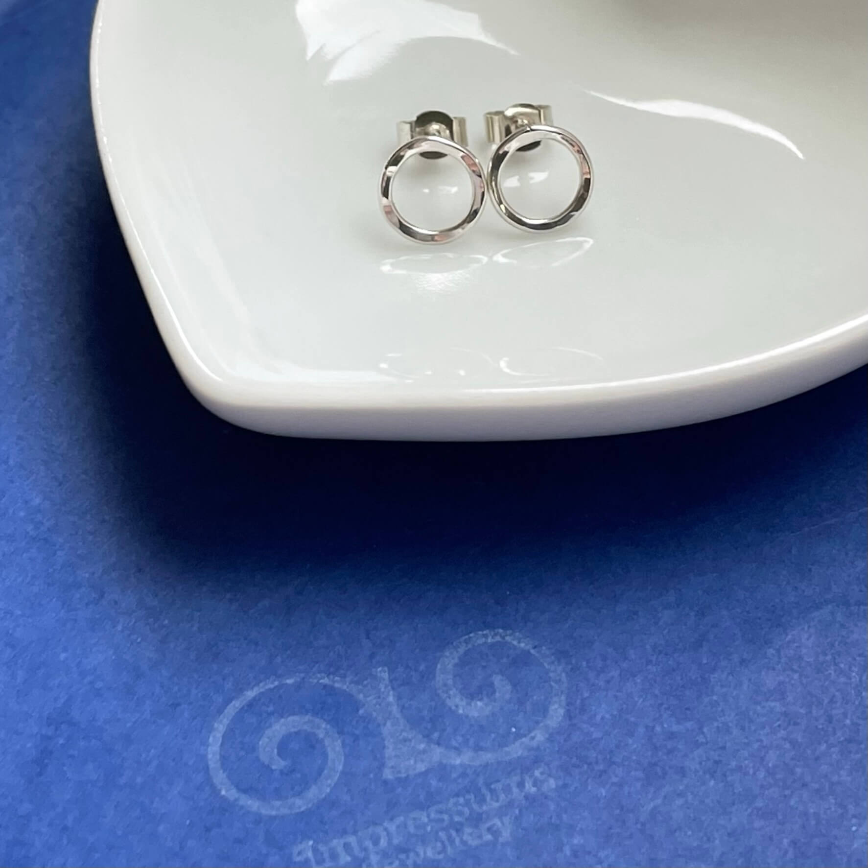 Impressums Jewellery Sterling Silver Hammered Texture Circle Studs.