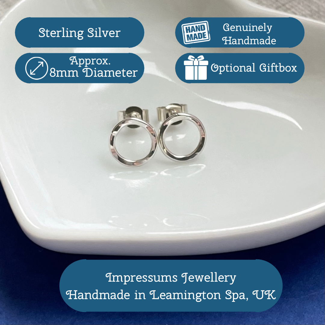 Hammered Silver Circle Stud Earrings
