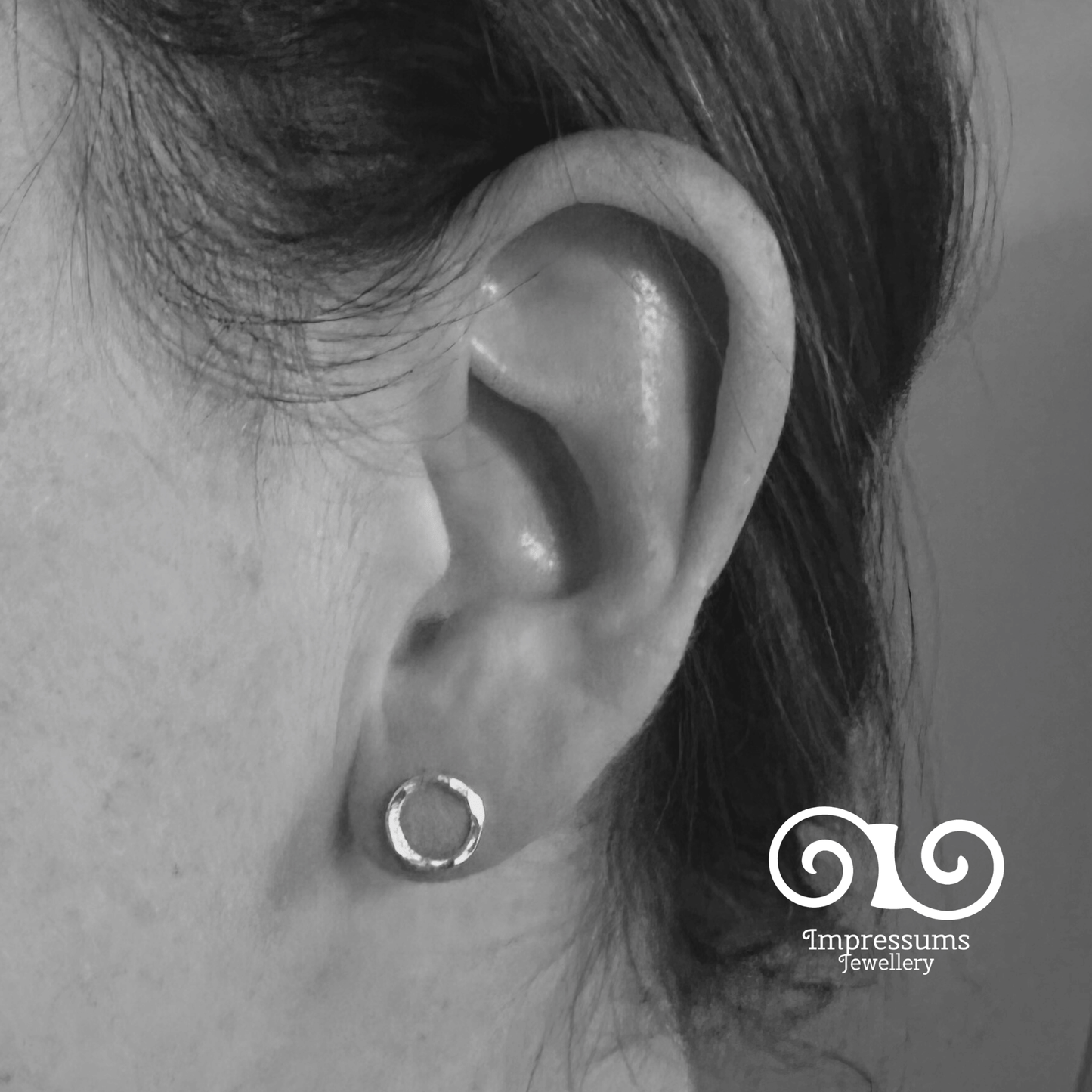 Hammered Silver Circle Stud Earrings