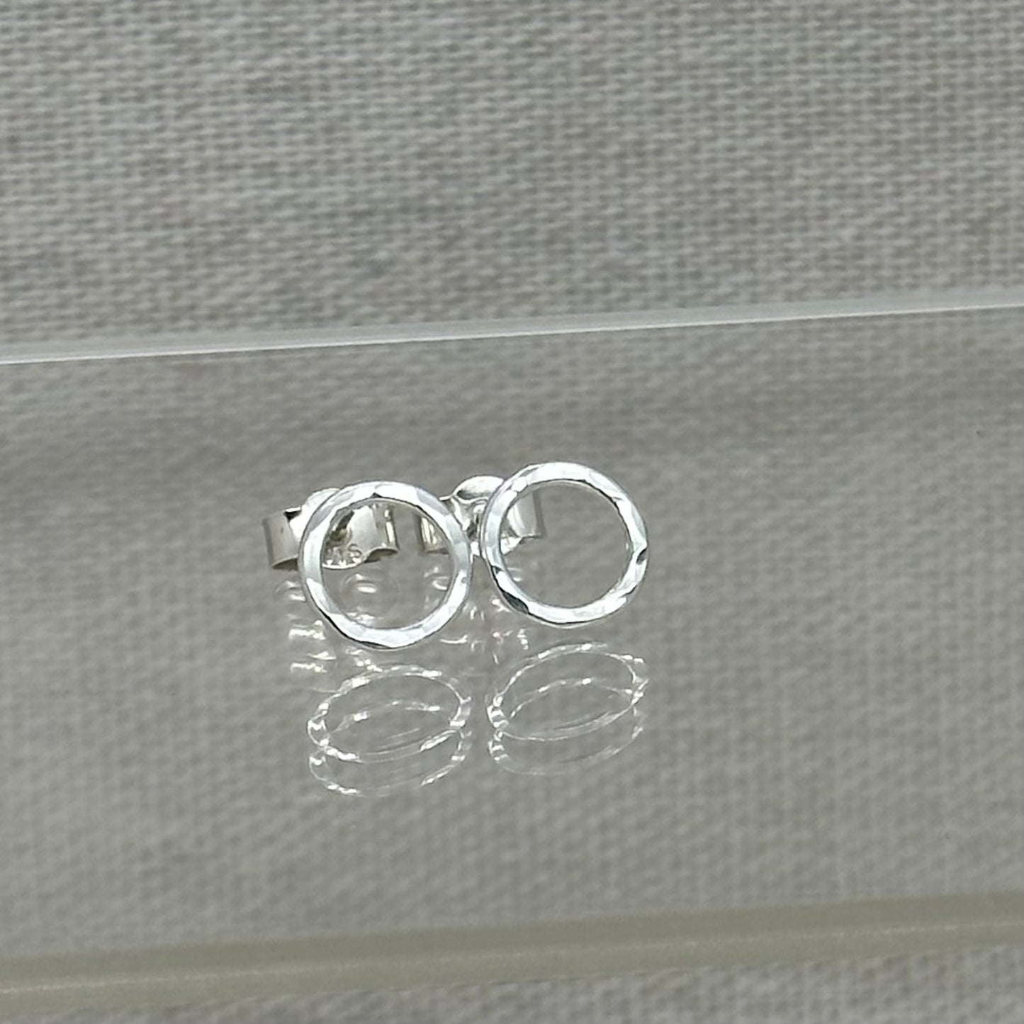 Hammered Silver Circle Stud Earrings