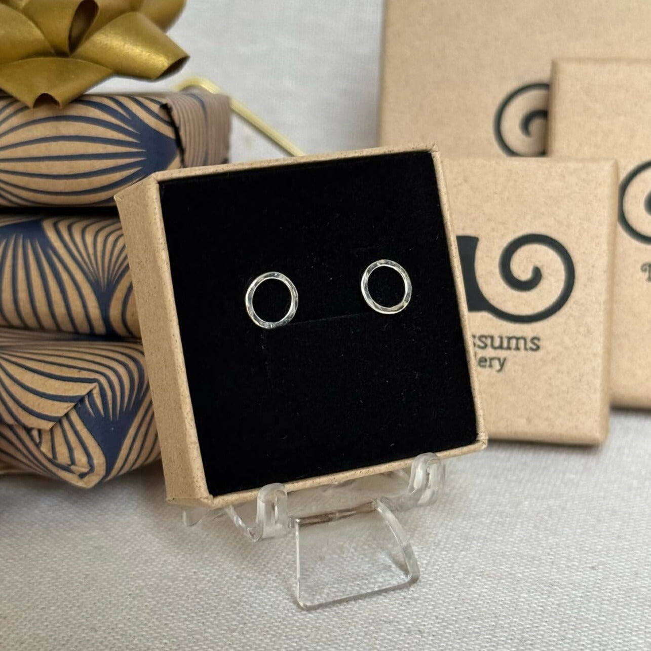 Hammered Silver Circle Stud Earrings