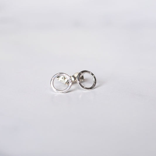 Hammered Silver Circle Stud Earrings