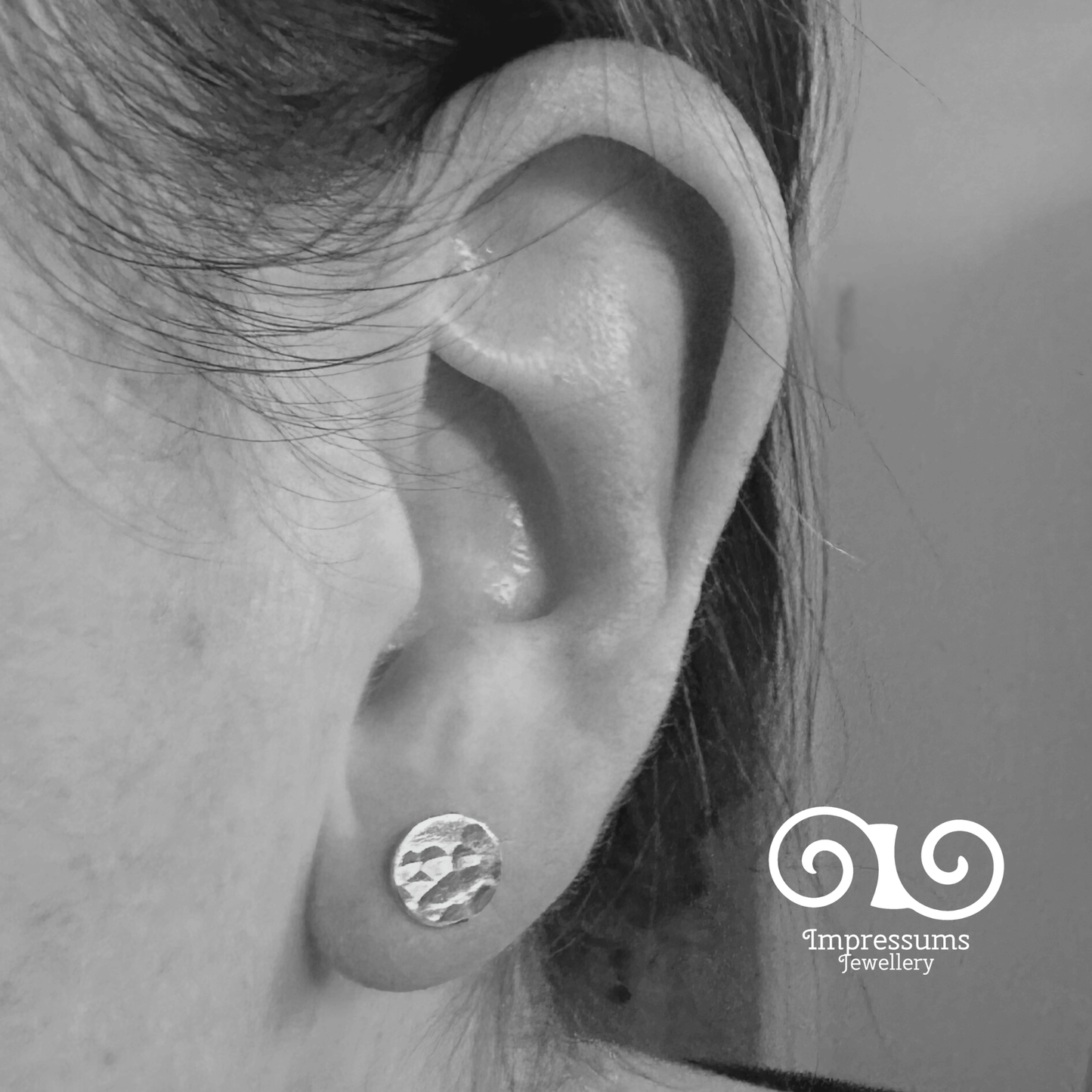 Hammered Silver Circle Stud Earrings | Recycled Sterling Silver