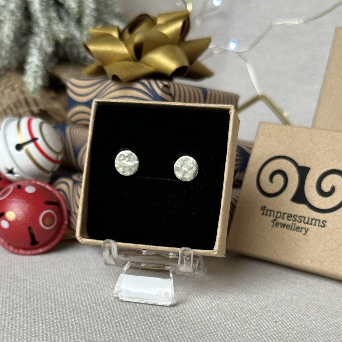 Hammered Silver Circle Stud Earrings | Recycled Sterling Silver