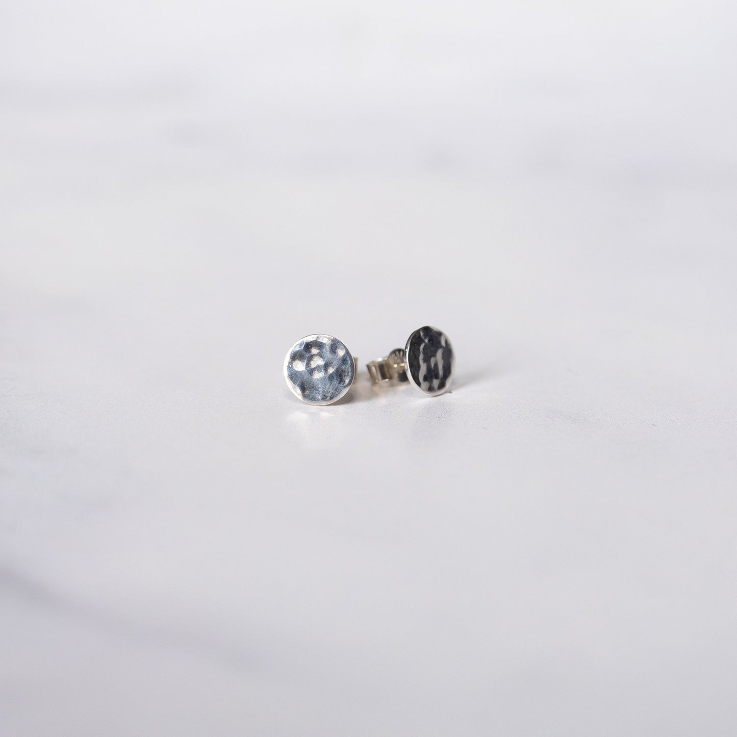 Hammered Silver Circle Stud Earrings | Recycled Sterling Silver