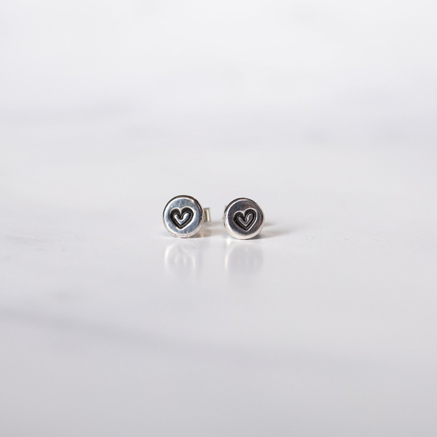 Handcrafted Recycled Sterling Silver Sweetheart Studs